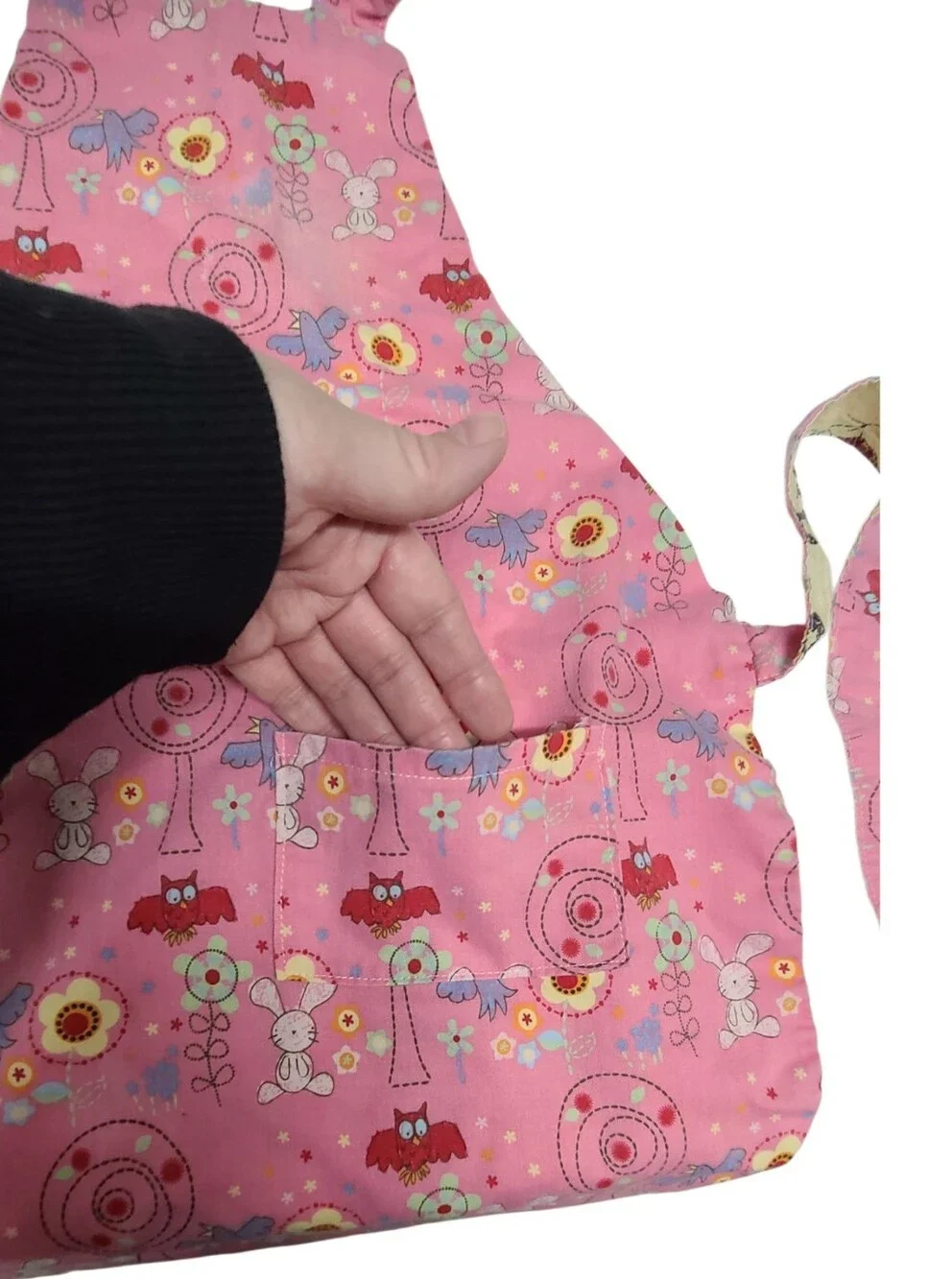 Handmade Reversible Kids Apron - Bunnies & Farmhouse Chickens